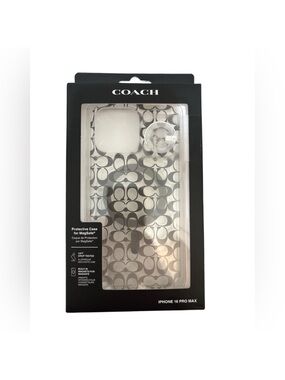 Coach Clear Signature iPhone 16 Pro Max Case with Silver Accents MagSafe NWT